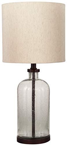 Signature Design by Ashley - Bandile Glass Table Lamp - Modern Farmhouse - Clear/Bronze Finish, 22