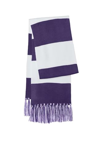 SPORT-TEK Unisex Spectator Scarf | Striped Winter Essential for Men & Women, Fringed Design & Lightweight Feel