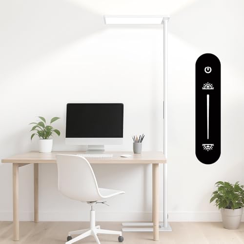 ORITHAM 120W LED Floor Lamp, 10000LM Full Spectrum Eye Care Standing Lamp, 77' Tall Floor Lamp with 4000K Natural Daylight, Dimmable Bright Light for Bedroom, Living Room, Study Room, Office,Off-White