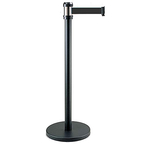 Crowd Control Stanchion Posts with 200cm Retractable Belt (2-Pack) (Black)