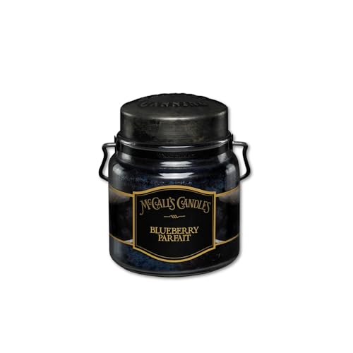 Image of McCall's Candles | Blueberry Parfait | 16 oz Two-Wick Scented Candle | USA-Poured | Vintage Rustic Jar with Carrying Handle | Sweet Berry & Cream Fragrance