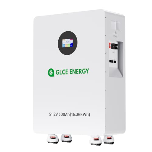 GLCE ENERGY 51.2V 300Ah LiFePO4 Battery, 15360Wh Battery with CAN and RS485 Communication Interface, 200A Intelligent BMS, for Motorhomes, Solar Systems, Home Energy Storage (Bluetooth/WiFi)