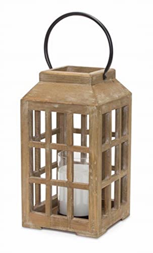 Melrose Lantern, 6.75 x 17 inch, Wood and Glass, Handle Included, Candle Holder Rustic Decorative Hanging Lantern