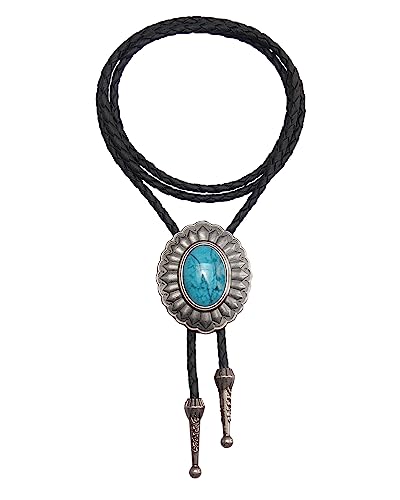 Image of GelConnie Native American Bolo Tie Rodeo Cowboy Leather Necktie Western Necklace Costume Accessories for Men,Women