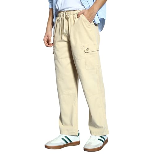 Image of Urbano Fashion Men's Loose Baggy Fit Cargo Jogger Chino Pant with 6 Pockets Stretchable