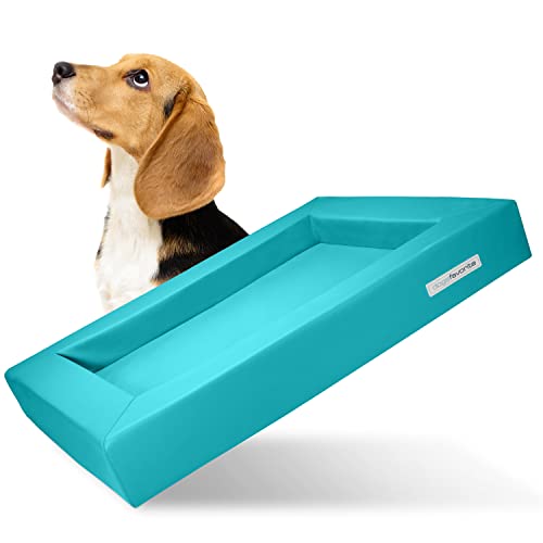 dogsfavorite Hunde-Bett - waschbares Hundekörbchen - hochwertiges Hundesofa - gelenkschonendes Hundekissen - robuste Hundematte - Hundekorb - Gr. M 90 x 70cm - türkis Cover