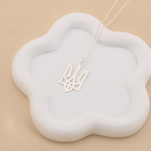Ukrainian Tryzub Trident 925 sterling silver necklace with Cable Chain, 2.5 x 1.5 cm Pendant, Minimalist Hypoallergenic Gift for Women3