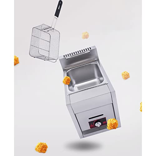 Fryer Kommerzielle LPG-Fritteuse, 10-Liter-Gasfritteuse mit großem Fassungsvermögen, einstellbare Feuerkraft, mit abnehmbaren Körben und Deckel, Gasfritteuse aus Edelstahl 304 in Lebensmitte – Bild 4