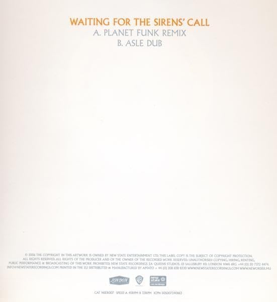 Waiting for the Sirens Call | NEW ORDER/WAITING FOR THE SIRENS' CALL/EU盤/12インチ | チョーク | ノーブランド品