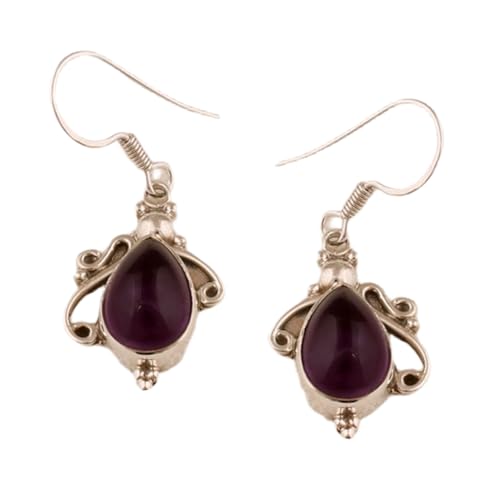 Boucles d'oreilles améthyste naturelle et argent 925 poire LK_RDG_00204