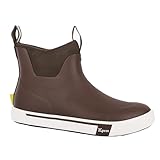 Kprm Men's Deck Boots Waterproof Ankle Rubber Rain Boots High-Performance Saltwater Fishing Booties Size 10 Brown