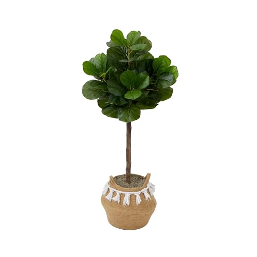4' Artificial Leaf Fig Tree with Cotton Basket DIY Kit-