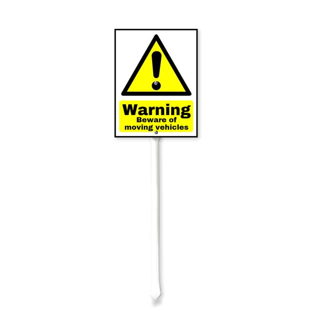 Warning Beware Of Moving Vehicles Yard Sign With Stakes Outdoor Lawn Yard Signs 4.6 x 6 inch