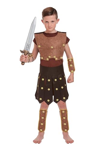 HENBRANDT Costume deluxe da soldato romano, per bambini, da gladiatore centurione, per la scuola e la storia, per bambini, età 10-12 anni