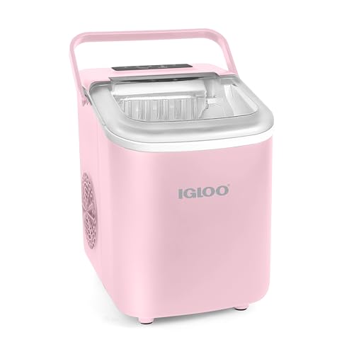 Igloo 26-Pound Automatic Self-Cleaning Portable Countertop Ice Maker Machine with Handle, Pink