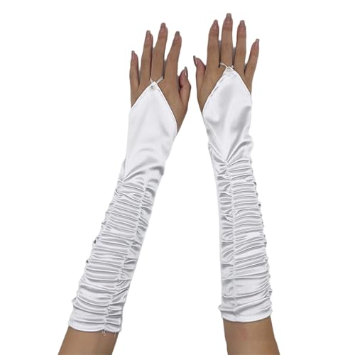 TiaoBug Women Girls Fingerless Long Gloves 1920s Opera Glove for Wedding Theme Party Halloween