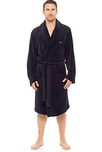 Hombre Lujo CORAL blando Bata TACTO SUAVE - Negro, Medium
