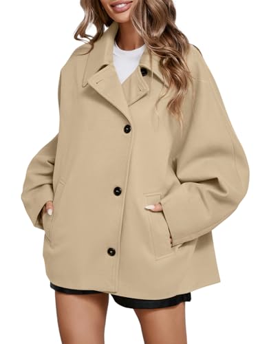 Tankaneo Womens Pea Coats Classic Notch Lapel Single Breasted Oversized Fall Winter Jackets Outerwear3