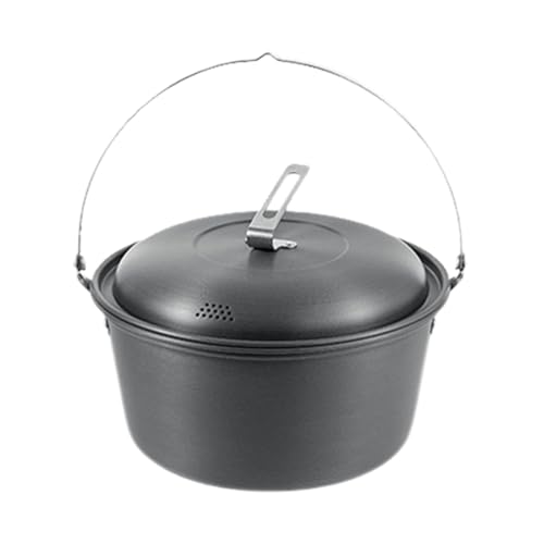 Frfik Olla Vaporizadora de 4,5L - Olla de Hierro Antiadherente para Cocción al Vapor | Gran Capacidad para Camping al Aire Libre | Ollas Portátil para Cocina de Viaje | Resistente, Fácil de Limpiar