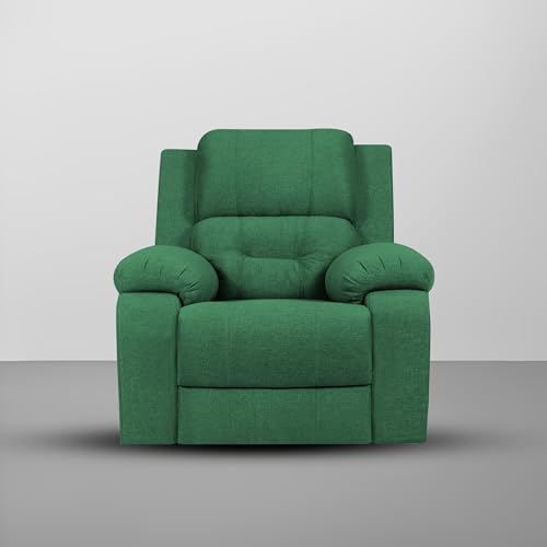Image of Casaliving Taylor Comfy Single Seater Recliner Sofa for Ultimate Relaxation | Premium Fabric (Green)