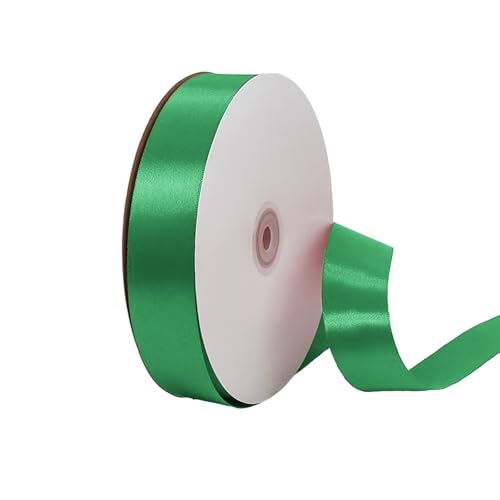 100 Yards Satin Ribbon 1 Inch Wide Solid Fabric Ribbon Decoration Gift for Wrapping Valentine's Day Wedding Birthday Party - Green