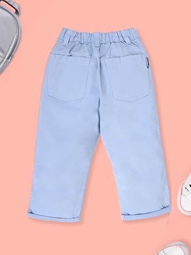 Image of KiddoPanti Boys 100% Cotton Twill Chinos Pant | Comfortable Regular Fit | 2 Side Pocket, 2 Back Pocket | Ankle Length | Back Elasticated Waistband with Button Zip Open Fly