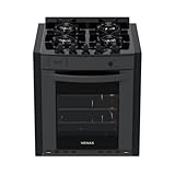 Fogao de Embutir 4 Bocas Venax Gaudi Prisma Vitreo Bl Grafite Gas Glp