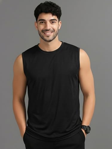 Image of Men's Tank Tops Sleeveless T-Shirt for Men's Gym Wear Vest Solid Stylish Round Neck Running Sando for Sports Workout Fitness & Casual Or Beach Wear (Pack of 1)
