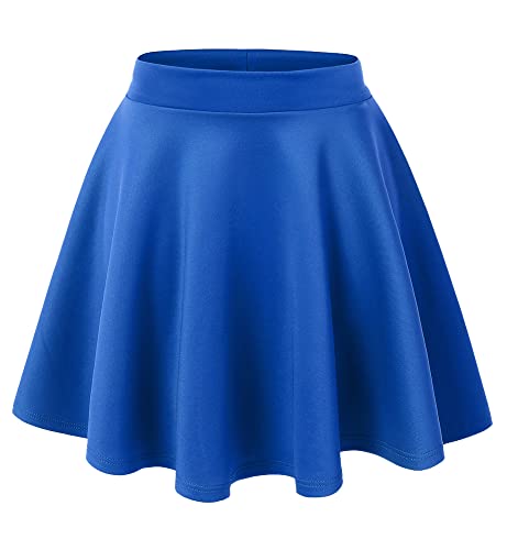 Womens Basic Versatile Stretchy Flared Casual Skater Skirt