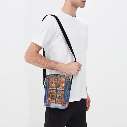 MCHIVER Small Messenger Bag Bear Red Bird Christmas Crossbody Bag for Men Women Cell Phone Pouch Purse for Cycling Hiking Running3