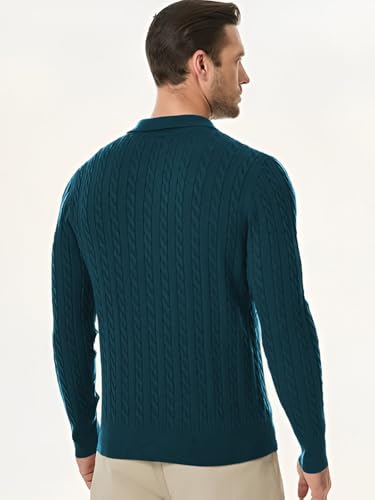Image of TYSORT Men's Cotton Full Sleeve Collar Polo Sweater for Men, Cable Knitted Sweaters for Men