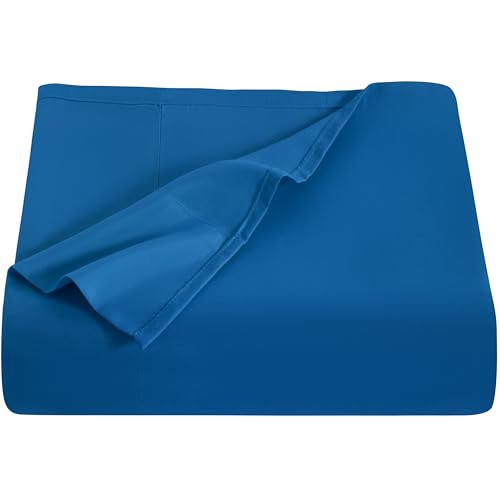 Image of NTBAY Queen Microfiber Flat Sheet, 90 x 102, Royal Blue