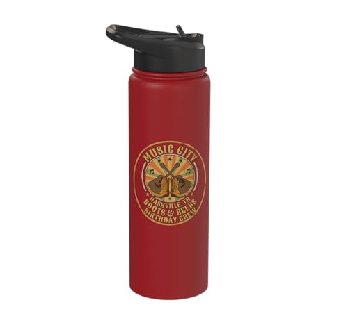 Music City Nashville TN Boots And Beers Birthday Crew Stainless Steel Insulated Water Bottle