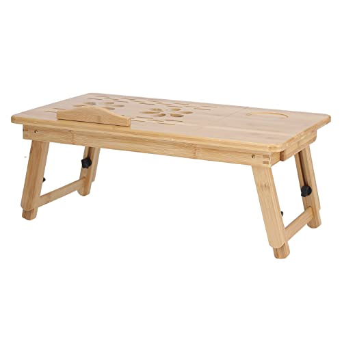 Bureau d'ordinateur portable pliable table lit inclinable bambou - 7