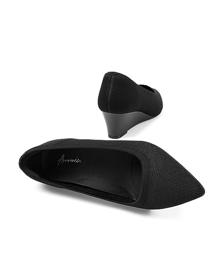 Arromic Women's Wedge Pumps Pointed Low Heel Wedge Dress Shoes Closed Toe Wedges Pumps for Women Comfort Work Casual Daily Dressy - 2inch3