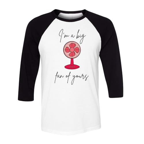 TeesAndTankYou I'm A Big Fan Three-Quarter Raglan Sleeve Baseball Shirt Unisex X-Large White/Black