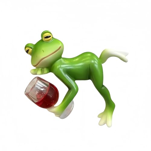 Figura decorativa de rana verde para jardín y macetas