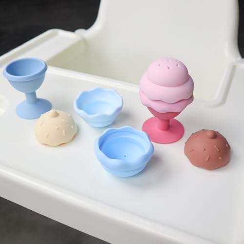 Image of Bath Toys, Silicone Ice Cream Stacking Toy, Baby Bath Toy, Connect, Build, Create - Bathtub Toys