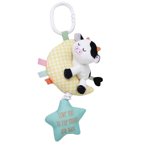 Image of Baby Starters Magic Years Cow and Moon with Star Activity Toy with Pull and Jiggle Vibration, Rattle and Travel Hook, Multicolored, 10 inch
