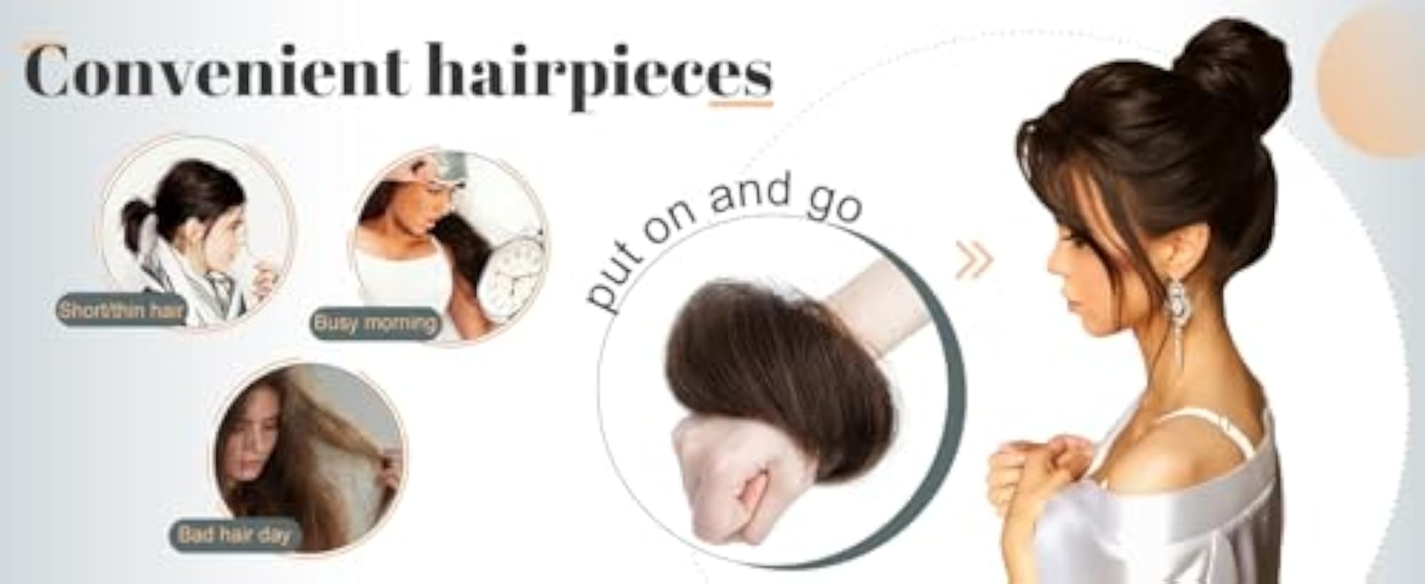 Human Hair Messy Bun Soft Hair Elastic Band for Women