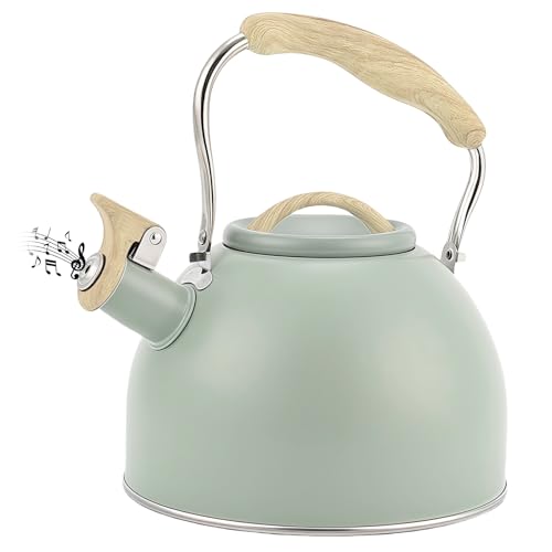 flintronic Hervidor de Agua Silbante, 3L Hervidor de Té de Acero Inoxidable con Silbato y Mango Antiquemaduras, Incluso Inducción, BPA-free, para Todo Tipo de Cocinas, Inducción y Gas - Verde