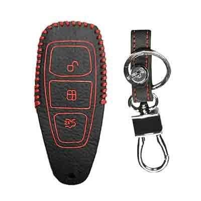 Spedy 3 Button Smart Key Genuine Leather Key Cover for Ford Focus Mondeo iVCT Ecosport Kuga KC-10 NEWTC10