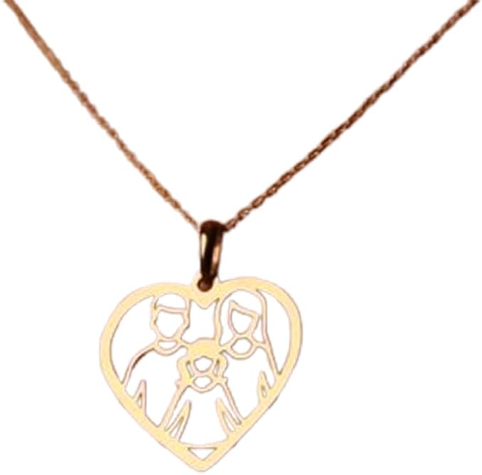 LKBEADS 925 Sterling Silver Family Minimalist Pendant Necklace In Heart Shape With 18 Inch Cable Chain Gold Plated Charm Meaningful Jewelry |LKD_3DM_00750