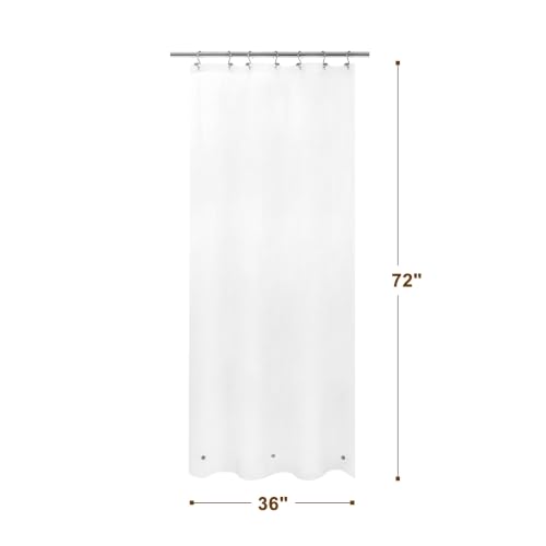 Image of Barossa Design Frosted Stall Shower Curtain Liner with 3 Magnets - 36 inch x 72 inch, Waterproof PEVA Shower Liner for Small Bathroom Stall, PVC Free, Metal Grommets - Frost, 36X72