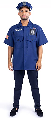 Dress Up America Police Costume for Adults - Cop Costume for Men - Police Officer Shirt and Cap - One size