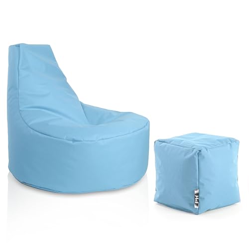 PATCH HOME Gamer Sessel Sitzsack inkl. Würfel Bean Bag Set Ø75cm, 30cm...