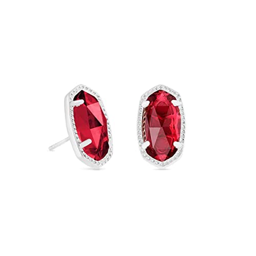 Kendra Scott Ellie Stud Earrings for Women, Fashion Jewelry, Rhodium-Plated, Clear Berry
