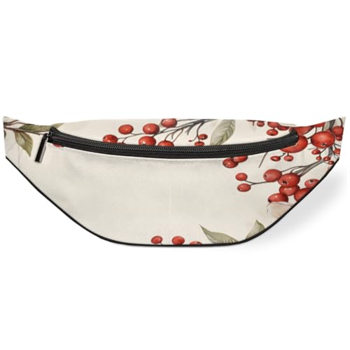 Flowery Berry Fanny Pack for Women Men Waist Pack Crossbody Bag with Adjustable Belt for Travel Hiking Running Cycling Festivals