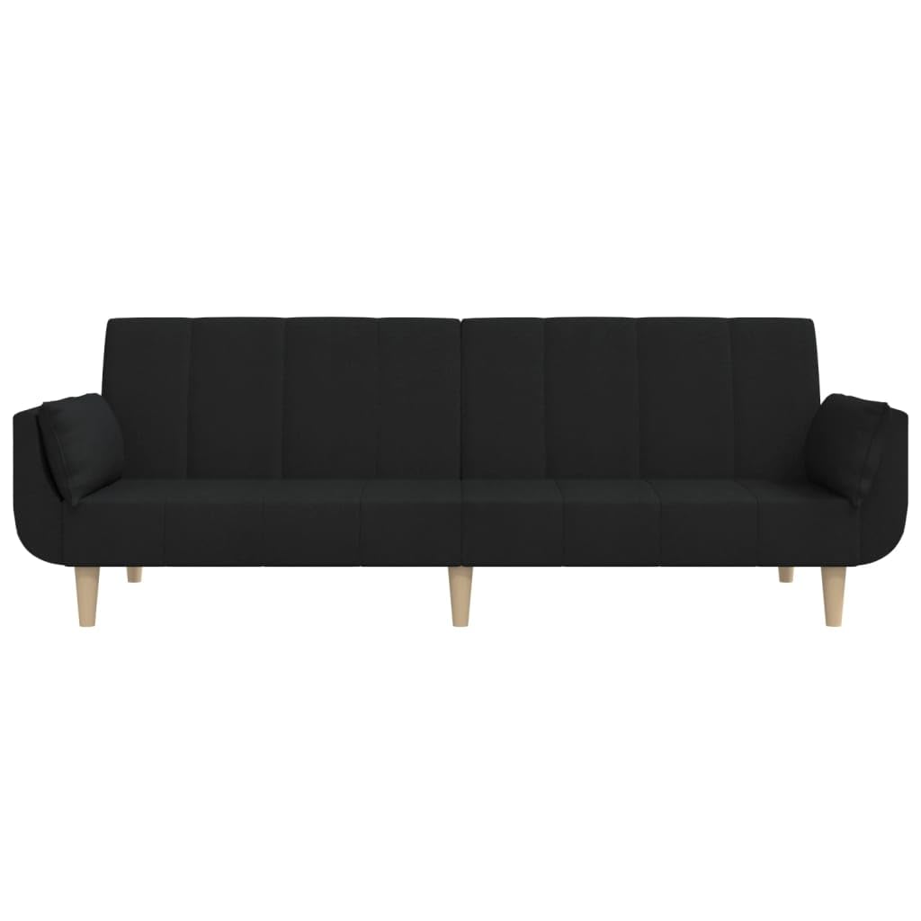 Divano Letto a 2 Posti con 2 Cuscini Nero in Tessuto,Divano da Soggiorno,Divano di Design Moderno,Divano Letto 2 Posti Economico-375871