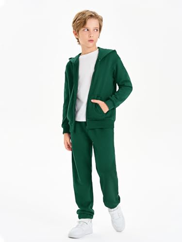 Image of Haloumoning Boys Sweatsuits Kids Active Zip Hoodie Sweatershirt and Jogger Sweatpants 5-14 Years